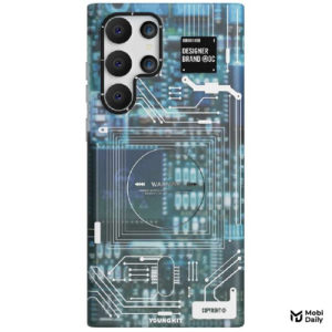 Youngkit Futuristic Circuit Series TPU Case for Samsung Galaxy S23 Ultra Blue